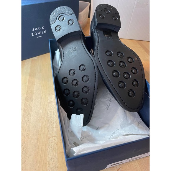 Jack Erwin "Phineas" Black Leather Cap-Toe Monk Strap   NIB - Picture 4 of 7